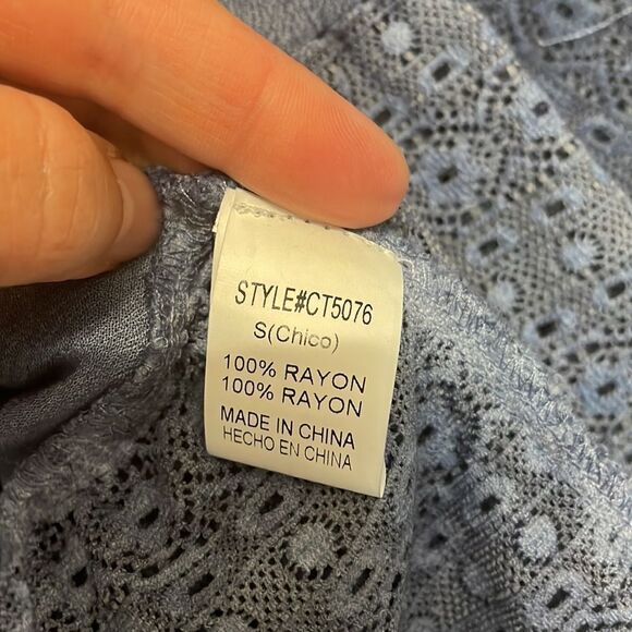 ✨Crescent Dusty Blue 3/4 Sleeve Ruffle Top, NWT - Picture 7 of 8